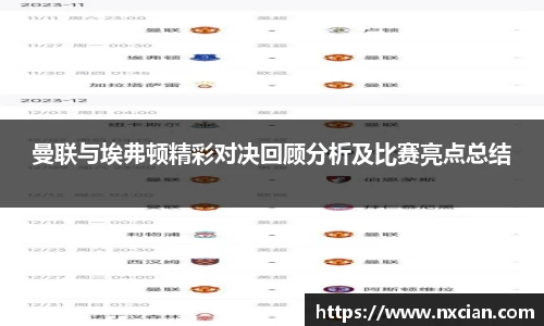 曼联与埃弗顿精彩对决回顾分析及比赛亮点总结